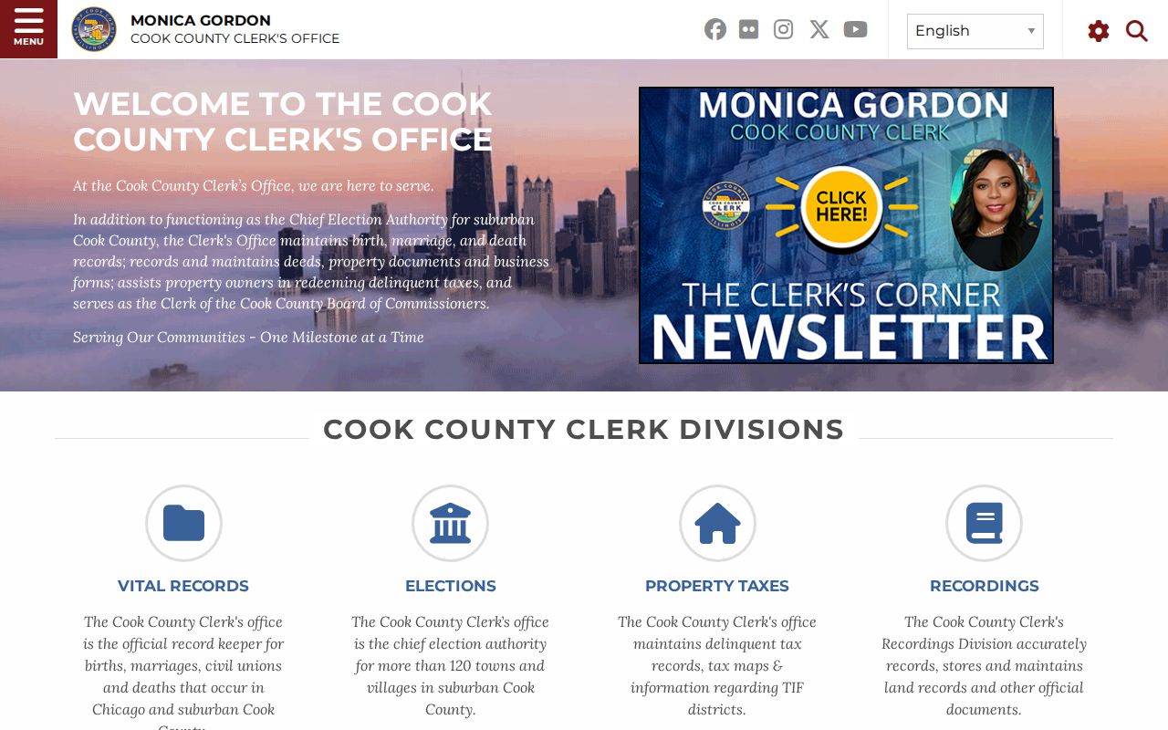 Cook County Clerk records page used for Mount Prospect resident research in the Mount Prospect residents directory