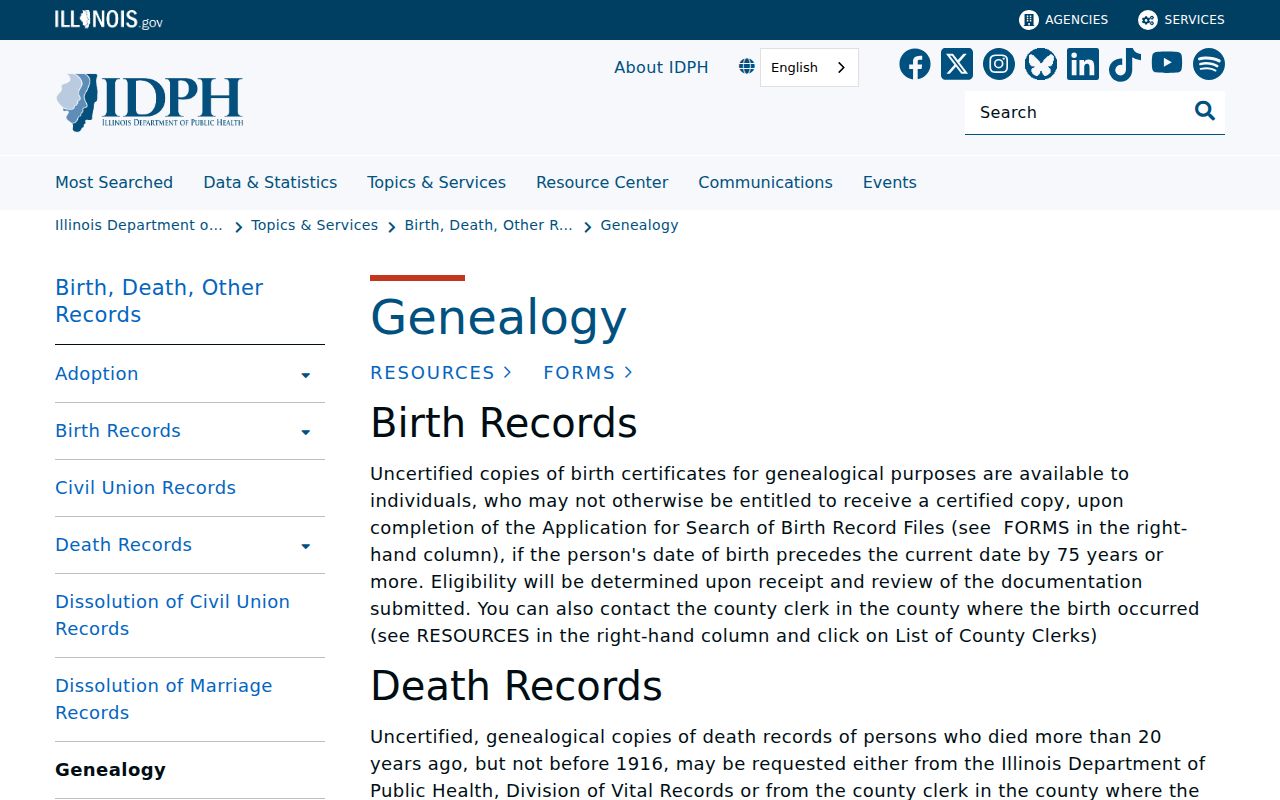 Illinois genealogy vital records information page for Mount Prospect previous residents research
