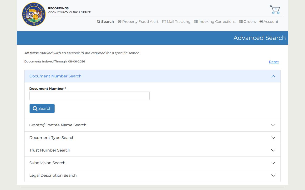Cook County advanced legal description fields for Mount Prospect deeds for Mount Prospect street directory research