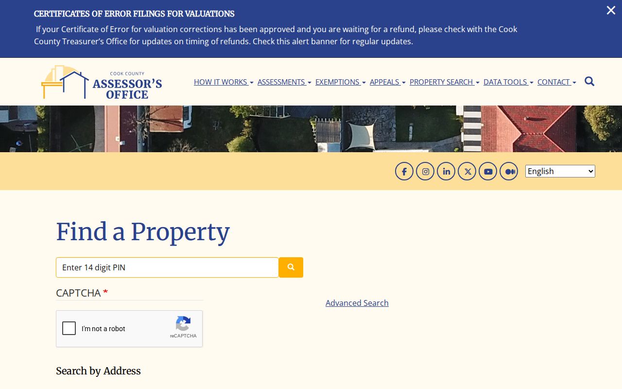 Cook County Assessor address fields for the Mount Prospect street directory for Mount Prospect street directory research
